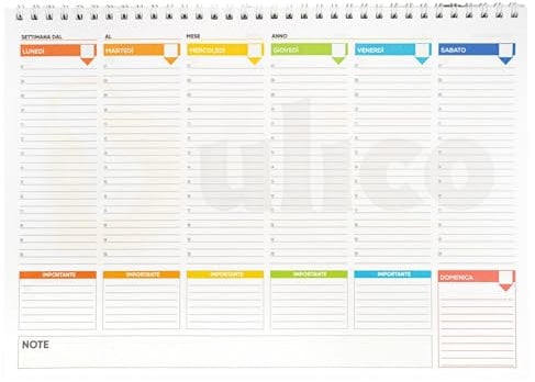 Planner settimanale 2026 con Spirale Metallica e Copertina Impermeabile formato A4-29,7x 21cm, 50 settimane da compilare fronte e retro Eco - Planner settimanale 2025 2026 da Scrivania orizzontale