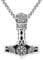 Twoowl Mjolnir Necklace Sterling Silver Viking Compass Pendant Thor Hammer Necklace Raven Necklace Norse Runes Vegvisir Amulet Jewellery Gifts for Women Men(Black onyx)