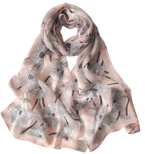 FAIRYGATE Damen Halstuch Stola Festlich Schal Pink Geblümt Rayon Mischung Chiffon oder Rayon Scarf für Frauen B7120