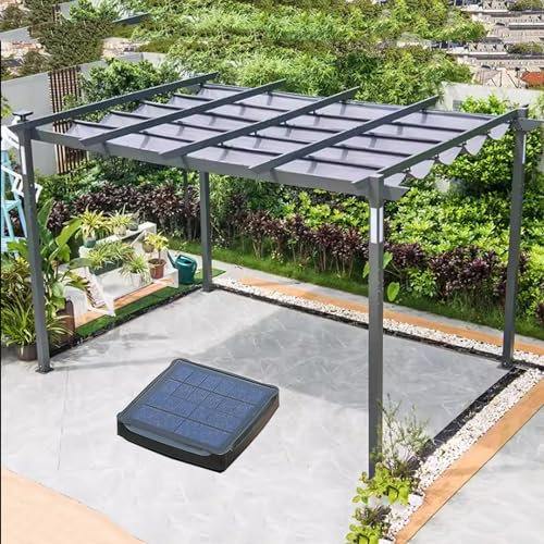 Top Outdoor Pergola with lights, solar sunshade grape trellis, Aluminum garden pergola with retractable roof, Rain and UV protection, Grape Trellis Pergola for Patio Backyard and Deck,A
