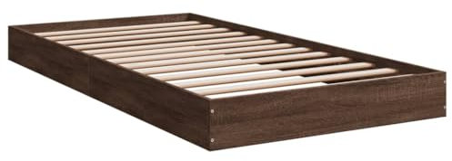 vidaXL Cadre de lit chêne Marron 100x200 cm Bois d'ingénierie, Meuble de Chambre à Coucher, sommier, lit de Palette, lit, lit Simple, lit à Panneaux