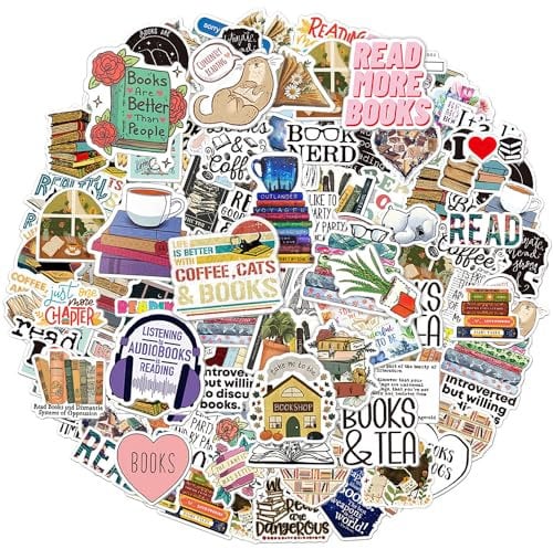 Buchaufkleber, 100 Stück, motivierende Leseaufkleber, wasserfest, ästhetische Aufkleber, Vinyl-Leseaufkleber für Bücher, Wasserflaschen, Laptops, Sammelalbum, Gepäck