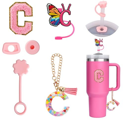 Personalized Stanley Accessories: 6PCS Straw Cover Caps, Tumbler Initials, Letter Charms for Stanley Cup