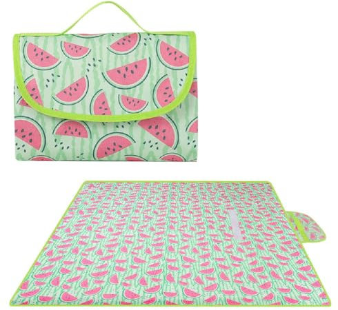 BININBOX Picknickmatte Picknicktuch Picknickdecke Oxford Tuch wasserdicht und feuchtigkeitsbeständig draußen Rasenmatte Zelt- und Campingmatte 200×200cm (Wassermelone)