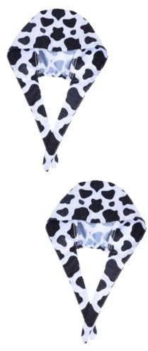 LIFKOME 2pièces Bonnet Bouffant Polyester Avec Bande Absorbante Chapeau De Réglable Unisexe Motif De Vache Confortable Et Respirant
