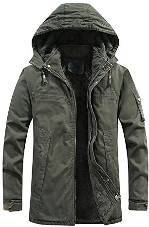 Kobilee Giacca Invernale Uomo Lungo Zip Elegante Cappotto Caldo Vintage In Pile Giubbino Antivento Fodera Moto con Cappuccio Parka Giubbotto Invernale