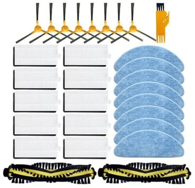 GNUFOPI Compatible con Create NETBOT S15 Robot Aspirador Piezas de Repuesto Accesorios Cepillo Principal Cepillo Lateral Filtro HEPA Trapo de Fregona(Set E)