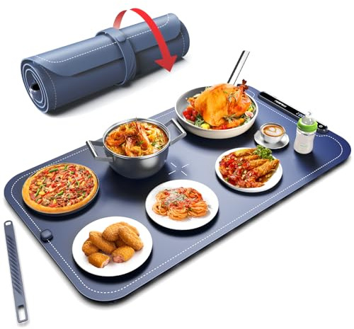iTRUSOU Piastra riscaldante elettrica, tappetino termico in silicone per alimenti con 7 livelli di temperatura, commutabile Celsius/Fahrenheit, spegnimento automatico 1-8 ore, cinghia di aggiornamento