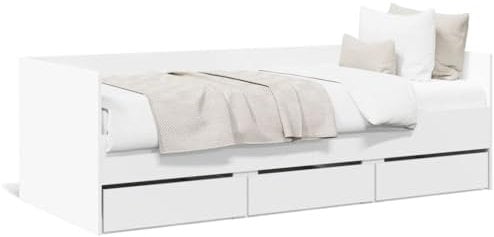 IKAYAA Tagesbett 100x200 mit 3 Schubladen Bett mit Stauraum Schlafsofa Sofabett Einzelbetten 100x200 Jugendbett Gästebett-Weiß-100 x 200 cm