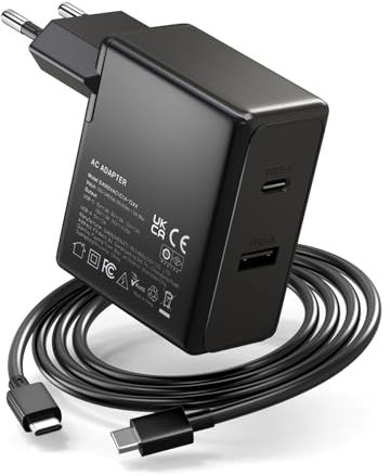 Zolt 65W USB C Netzteil Laptop Ladegerät für Lenovo Thinkpad Yoga HP Spectre Dell XPS Acer Asus Chromebook Samsung MacBook Pro/Air, 5V 2A USB Port und USB-C Ladekabel, 75W Max.