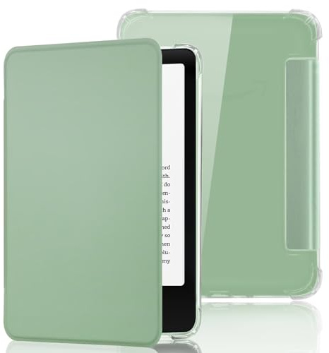 Fancity Compatible with 6 Kindle 11th Generation Case 2024/2022 Release | Lightweight Protective Cover Transparent TPU Back Shell with Smart Sleep/Wake for 2024 2022 Kindle 11th Gen, Matcha