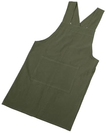 Didiseaon Nail Tech Apron Retro Style Cotton Canvas Cross Back Pockets for Cooking Painting Hair Styling Home