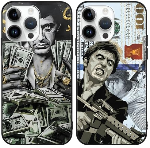 Yimctoie 2 Stück Karikatur Handyhülle für iPhone 12/12 Pro 6.1, Weich TPU Silikon Stoßfest Schutzhülle mit Anime Scarface Muster Design Case Mode Lustig Anti-Kratzen Cover, Money