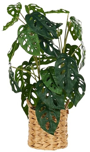 Beliani Artificial Potted Plant Monstera Plant Indoor Use Plastic Decoration 53 cm Monstera Adansonii