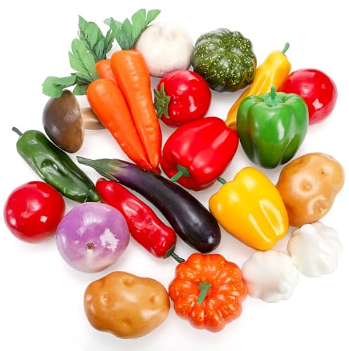 ZEAYEA 22 Pieces Artificial Vegetables, Realistic Fake Vegetables, Lifelike Decorative Faux Veggies for Kitchen Home Party Festival Christmas Decoration Photo Props