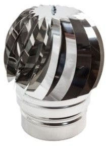 Comignolo a sfera girevole eolico in acciaio inox - Attacco Femmina - Diametro 180 mm