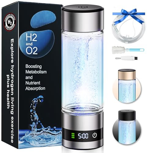 Mise à niveau 2025 【Électrolyse supraconductrice SPE/PEM】Bouteille d'eau à hydrogène classe de travail 6850PPB : bouteille d'eau hydrogène 100 % étanche 9 heures Nano Hydrogène Lock C-bleu