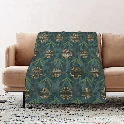VJIZLOQB Kuscheldecke flauschig, weiche warme Fleecedecke 76 x 100 cm als Decke Sofa,Bambus, authentische Komposition im asiatischen Stil mit orientalischen Mot, Wohndecke oder Couchdecke überwurf