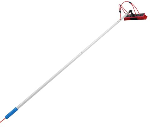 Teleskop Waschbürste mit Teleskopstiel 5m, Waschbürste für Photovoltaik, Autowaschbürste aus Aluminium, Schneeschieber, Multitool für Fenstern, Photovoltaik-Solarmodulen, Fahrzeugen