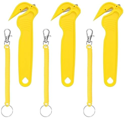 6 Pcs Box Cutter, Box Cutter Safety, Box Opener for Warehouses and Logistics, Packaging, Warehouse, Stretch Film, Good Tool for Logistics and DIY Enthusiasts, with Safety Ropes