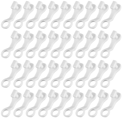 100Pcs Curtain Track Glider Hooks, Heavy‑Duty Rail Runners Replacements | Heavy‑duty white plastic glider hooks, smooth sliding fit for standard curtain tracks. replacement for worn‑out home, office