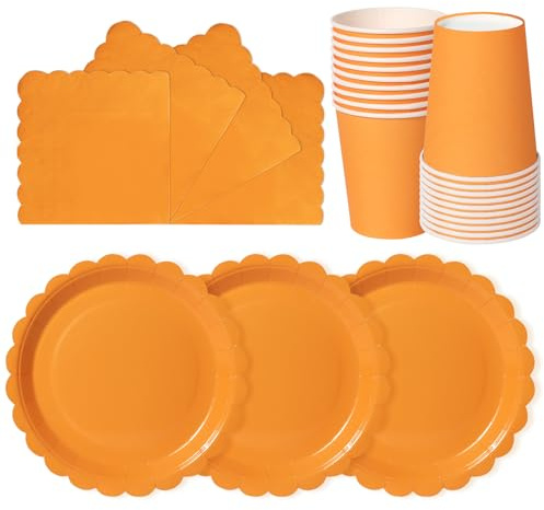hailstones Naranja 72 Piezas de Vajilla de Papel para Cumpleaños Infantiles: Platos, Vasos, Servilletas - 24 Invitados