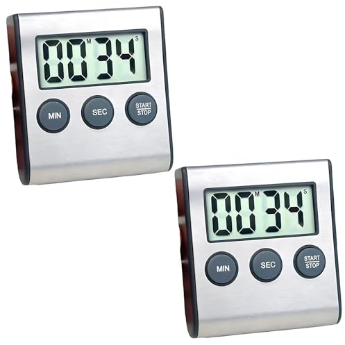 Menibeuty 2 Stück Kurzzeitmesser Küchentimer Digital Timer, Magnetisch Eieruhr Küchenuhr Küchenwecker, Küchenwecker Digital, Küchenuhr für Kochen Studium Sport Meeting Medikamente 6.5 x 1.6 x 7.0 cm