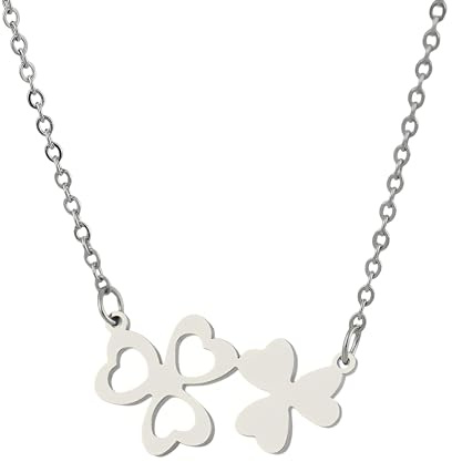 Herzförmige vierblättrige Halskette aus 925er Sterlingsilber für Frauen und Mädchen, zarter Kristall-Strass-Anhänger – 4 Halskette, Alhambra Lucky