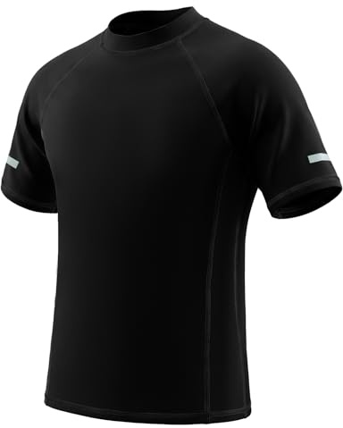 Keyck Maillot de Bain Enfant Garçon Manches Courtes T-Shirt 9-10 Ans, Noir