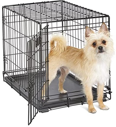 MidWest Homes for Pets iCrate Modell 1524 Hundebox, ca. 61 cm lang, mit Einzeltür, auslaufsicherer Bodenwanne, Bodenschutzfüßen, Trenneinsatz und patentierten Funktionen, schwarz