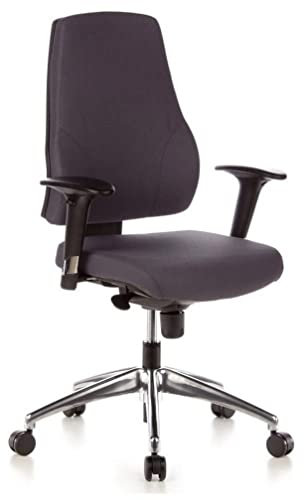 hjh OFFICE 608030 Profi Bürostuhl PRO-TEC 200 Stoff Grau Drehstuhl ergonomisch, Arm- & Rückenlehne höhenverstellbar