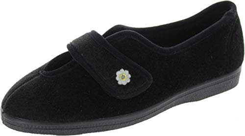 Mirak Andrea Womens Black Easy Fasten Slipper - Size 7 UK - Black