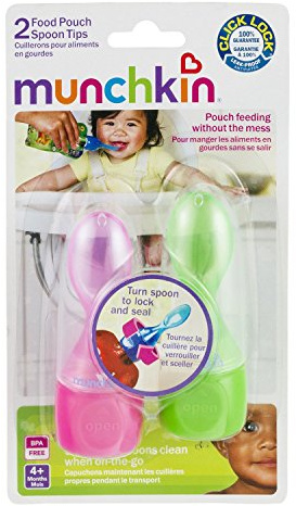 Munchkin Click Lock Food Pouch Spoon Tips - 2 Ea colors may vary
