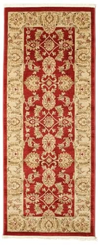 RugVista, Ziegler Kaspin Teppich Mittelflor 2'6x6'1.8m (80x200cm) Läufer Orientalischer Ziegler Teppich ÖKO-TEX Standard 100 Polypropylen Flur Schlafzimmer Küche Wohnzimmer Rot Rostrot