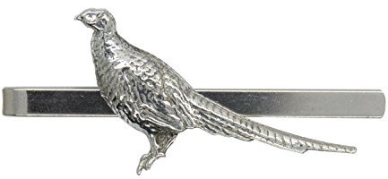 Pince à Cravate Faisan, Faite Main en Etain Fin - Fabrication Française