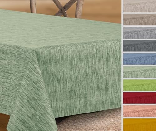 Wachstuchtischdecke rund oval eckig, Georginias Tischdecke abwischbar, Farbe und Größe wählbar (Eckig 500x140 cm Antikgrün)