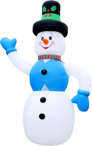 Pridea Schneemann aufblasbar Frosty Snowman 6 Meter Groß LED Beleuchtung Weihnachtsdeko aussen Weihnachtsfigur Weihnachts Aufsteller Außendeko Weihnachtsdekorationen Wetterfest Xmas Party