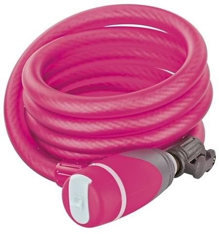 Prophete Kabelschloss Fahrrad Pink 150 cm Flexibles Fahrradschloss mit PVC-Schutz 2 Schlüssel inkl. Beleuchtung 12 mm Durchmesse