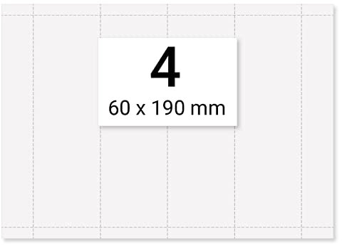 4 x Karteo® Ordnerrücken normal Einlegeblatt Einstecketiketten Einleger 160g/m² weiß hochwertiges perforiertes Papier 190 x 60 mm auf einem DIN A4 Bogen zum Selbstbedrucken