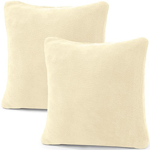CelinaTex 2er Set Kissenbezug 40x40 cm Doppelpack Coral Fleece Kissenhülle, Dekokissen Bezug Sofakissenbezug Comfortable Creme weiß 5001314