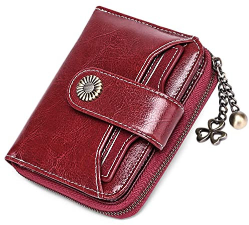 SENDEFN Portefeuille Femme Cuir Porte Monnaie Court Sac d'argent Femmes RFID Blocage Portefeuille Femmes Petit Zippé Portefeuille
