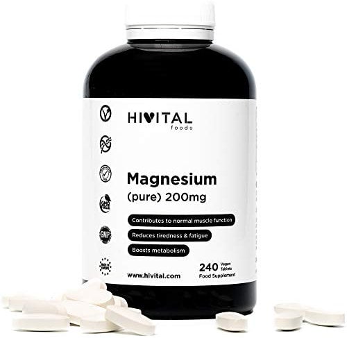 Magnesium 200 mg (gewonnen aus der MagnesiumCitrat). 240 Vegane Tabletten, Vorrat für 8 Monate). Produkt entwickelt und hergestellt von HIVITAL Laboratories