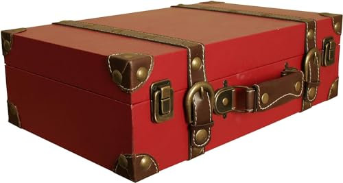 wald imports - Pappkoffer - Dekorative Aufbewahrungsboxen - Koffer für Dekoration, Aufbewahrung und mehr (Kunstleder rot)