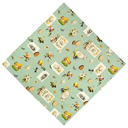 Sandner Tischdecke Ostern Mitteldecke Baumwolle Decke Osterdecke Osterdeko Bunt 85x85 cm (Antikes Mintgrün, Bunt)
