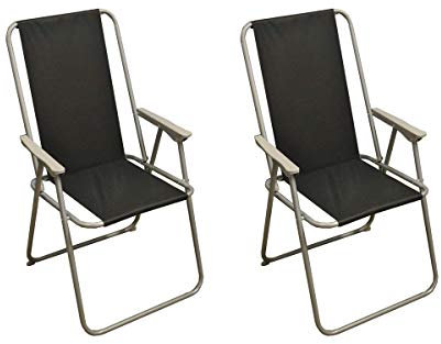 Selections Folding Garden Furniture Chairs with Metal Frame and Texteline Seat - Pack of 2