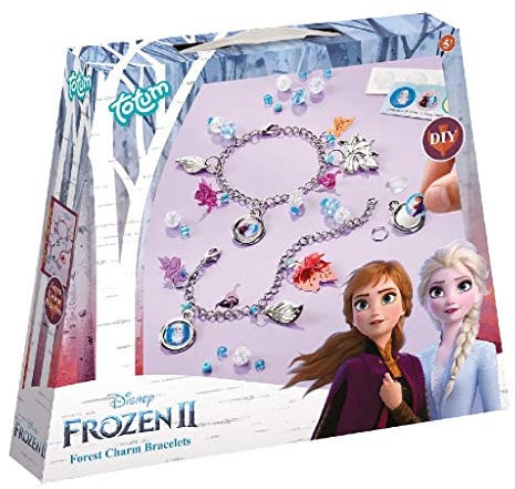 Disney Frozen II Bettelarmbänder-Set: Bastle Deine eigenen Frozen II Kettenarmbänder mit silberfarbenen Blättchen, schönen Perlen und Aufklebern von Anna und Elsa, weiß