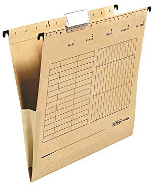 Herlitz 10843373 H?ngetasche (A4 mit Leinenfr?schen) 3 Karton braun, 32 x 23,7 cm