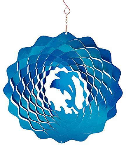 Dundee Deco W1010 Windspiel in Geschenkbox – 3D-Hängende Innen- und Außendekoration – Mandala – Delfine – Blau – 30,5 cm – einzigartige Geschenkidee für Männer und Frauen, Souvenir, Geschenk