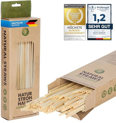 100 pailles de blé bio réutilisables Kit de pailles écologiques