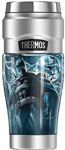 Batman Stormy Knight Lightning, THERMOS - Verre de voyage en acier inoxydable King - Isolé sous vide et double paroi - 16 oz